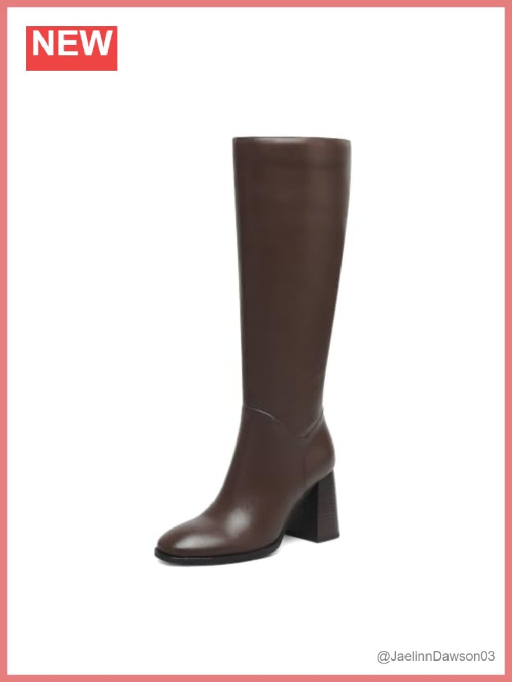 Women's Knee High Faux Leather Chunky Heel Boots Side Zipper Round Toe